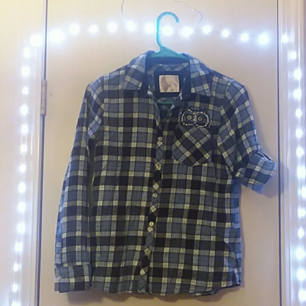 Girls Justice size 12 plaid button up shirt